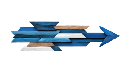 Colorful Wooden Arrows on Transparent Background