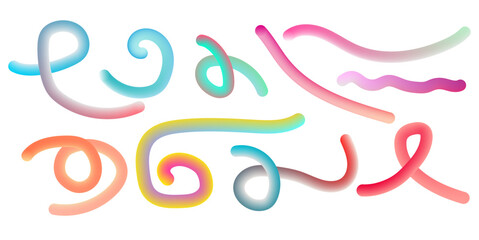 Pastel Wavy Lines Vector Swirls - Soft Gradient Design Elements