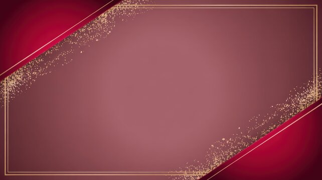 Luxury burgundy gradient, double gold border & confetti — Holiday invitation