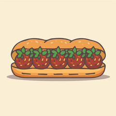Meatball sandwich design as a vector icon for motion graphics and games