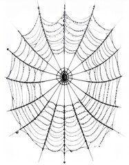 Obraz premium Detailed White Spiderweb Illustration Against a White Background Detailed Cobweb Graphic Illustration