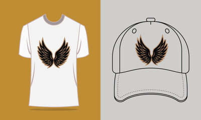 T shirt baseball cap with gold wings graphic t-shirt