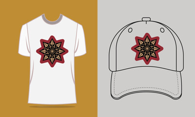 T shirt baseball cap with star mandala graphic apparel