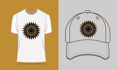 T Shirt Baseball Cap with Stylized Sun Mandala Graphic t-shirt apparel