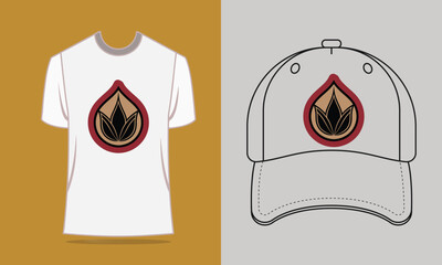 T shirt baseball cap with teardrop lotus logo vector