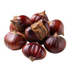 Obraz premium Delicious fresh chestnuts in a pile ontransparent background autumn harvest