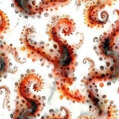 A pattern of octopus tentacles with a splash of red and black. The tentacles are curled and twisted, creating a sense of movement and energy. The red and black colors add a bold