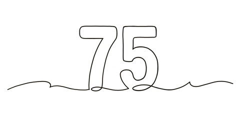 Stylized continuous line drawing of number 75