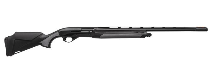 Black semi-automatic shotgun isolated