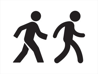 Stylized silhouette of a person walking with dynamic motion lines isolated on transparent background