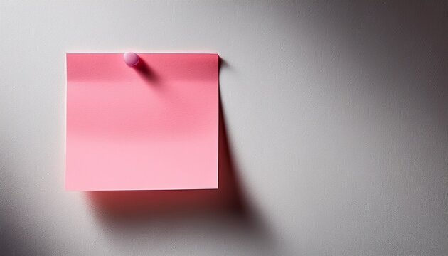 minimalist pink sticky note on white wall m reminder or message concept