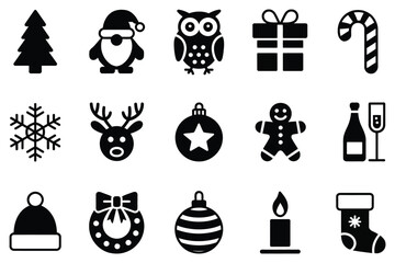 A collection of christmas themed vector icons