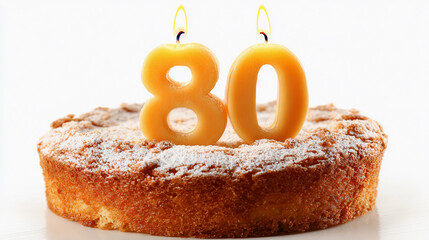 Celebration of an 80th birthday with a delicious cake topped with candles at a joyful gathering