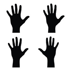 Obraz premium Four black hands displayed with open palms a striking silhouette