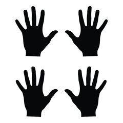 Four black handprints against a white background a striking silhouette