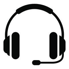 A black headset with microphone depiction in a striking silhouette
