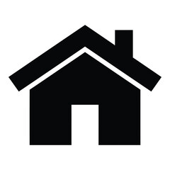 Simple black house graphic with a chimney and gable a distinct silhouette