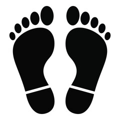 Pair of black footprints showing sole details a striking silhouette