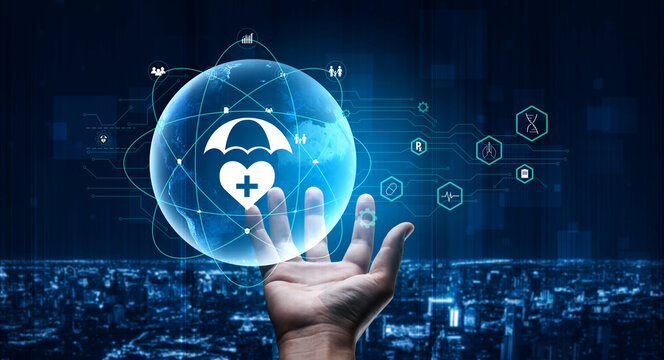 Global healthcare and medical insurance solutions for family protection. Digital technology provides access to health services and insurance worldwide. Motif