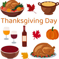 Thanksgiving day. Isolated elements for Thanksgiving