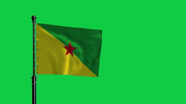 French Guiana Flag Waving Loop Animation Green Screen 4K