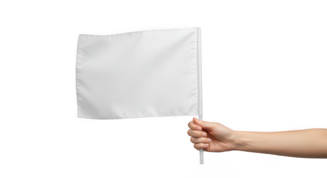 hand holding white flag