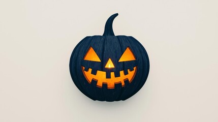 A creatively carved pumpkin with glowing orange features, perfect for Halloween decorations and festive celebrations.
