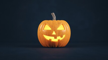A glowing Halloween pumpkin with a cheerful face, perfect for celebrating the festive season.