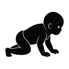 Baby Crawling Fast Pictogram Isolated on White Background