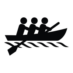 Rowing Team Pictogram Isolated on White Background