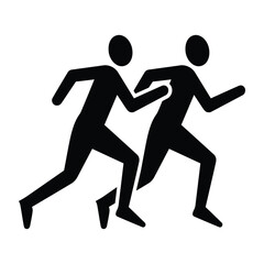 Running People in Motion Simple Symbol of Run Isolated on White