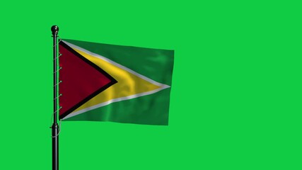 Guyana Flag Waving Loop Animation Green Screen 4K