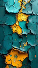 Cracked teal and gold paint