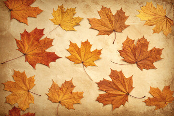 autumn texture, maple leaves, vintage paper, seamless pattern, fall background, rustic design, warm tones, cozy season