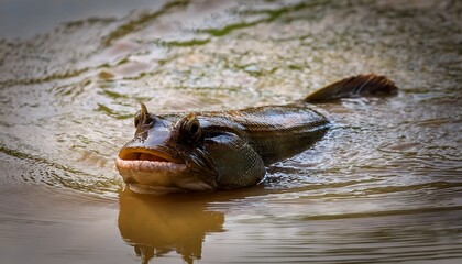 giant mudskipper periophthalmodon schlosseri in water thailand