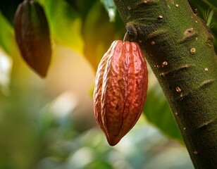cocoa fruit on tree agriculture background
