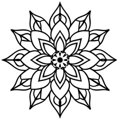 Floral Mandala Line Art Ornament Vector Illustration on White Background