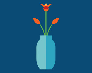 Minimalist Flower Vase Illustration | Simple Elegant Flower Vase Vector Art