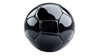 Black soccer ball on transparent background