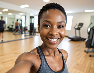 portrait of young woman in gym