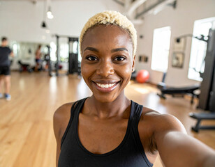 portrait of young woman in gym