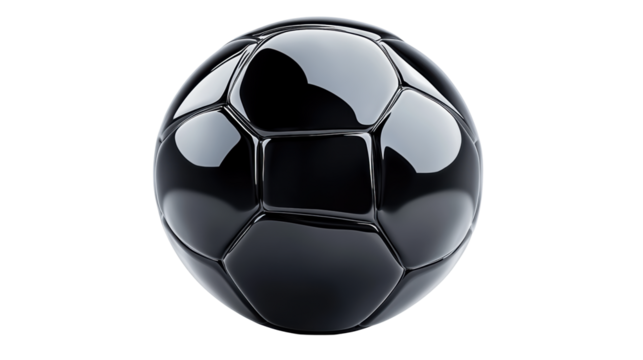 Black soccer ball on transparent background