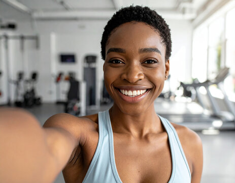 portrait of young woman in gym