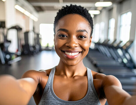 portrait of young woman in gym