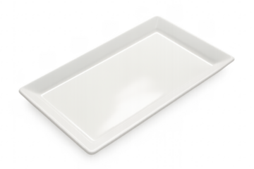 Empty white serving platter on transparent background