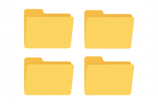 Yellow file folders illustration on transparent background, organizing digital data, documents, and archives concept - Powered by Adobe