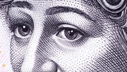 Close-up of a woman's face, intricate detail