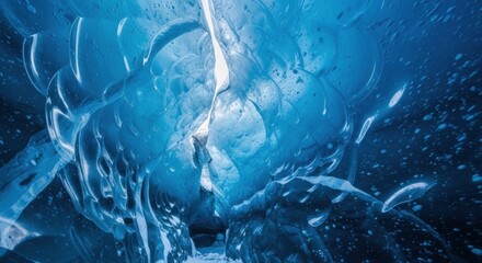 Explore the stunning blue ice cave, a frozen wonderland with light streaming through cracks, creating a serene and ethereal atmosphere for adventure seekers