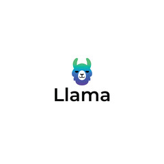 Cute Gradient Llama Logo Design