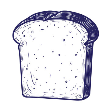 Vintage hand drawn slice of bread illustration isolated on a clean white background